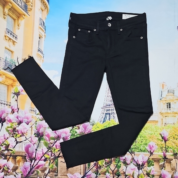 Rag & Bone Raw Hem Black Skinny Jeans Size 27 - Picture 2 of 5